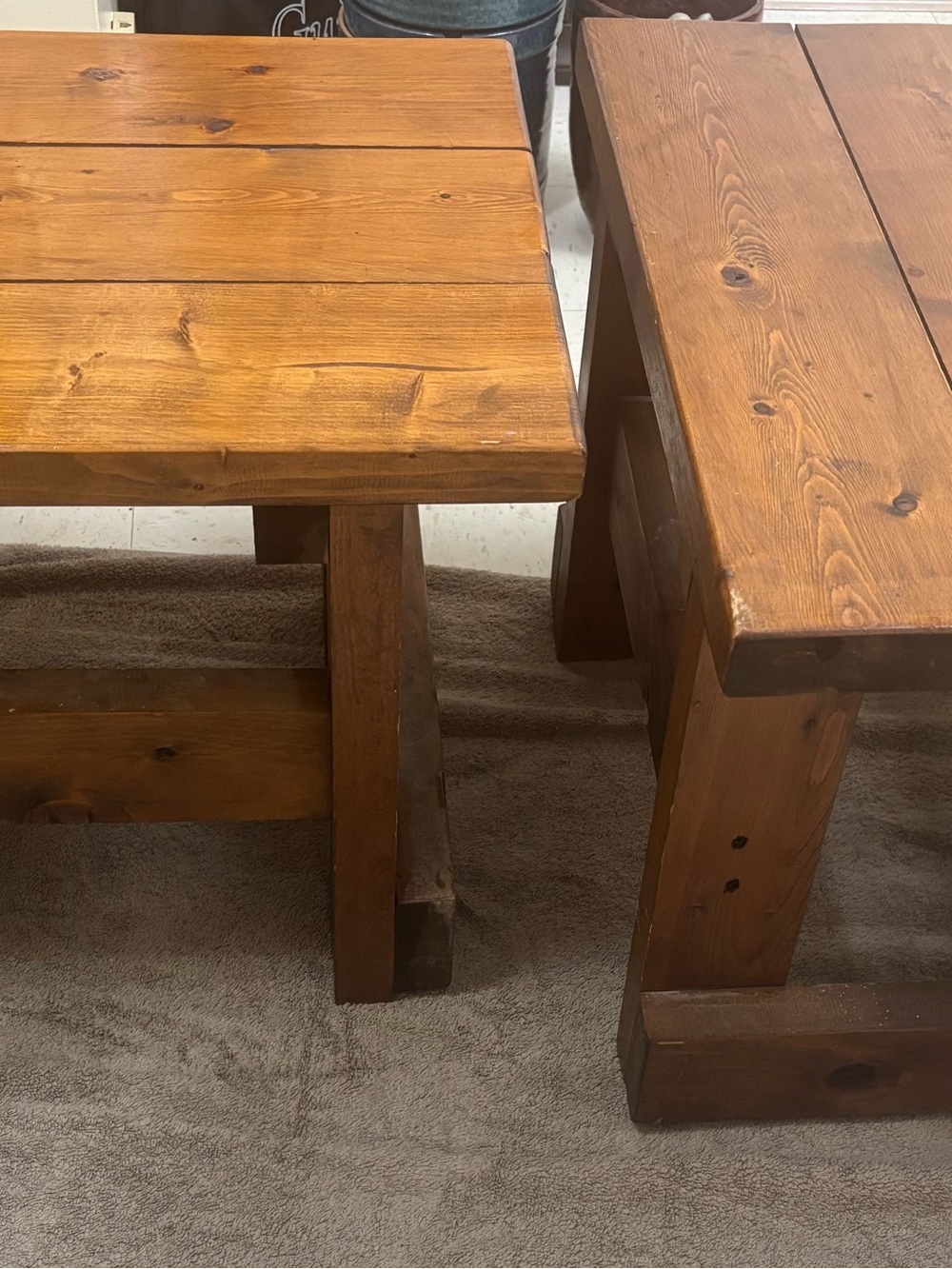 Rustic Solid Wood Side Tables- Amber Brown